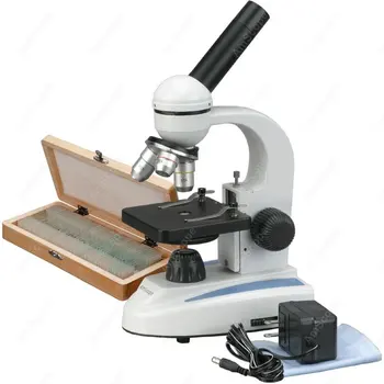 Составной микроскоп для учащихся-AmScope Поставляет Составной микроскоп для учащихся домашней школы 40X-1000X + 50 Готовых слайдов