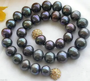 Подлинное 9-10 мм Натуральное черное Ожерелье из пресноводного культивированного жемчуга 18 