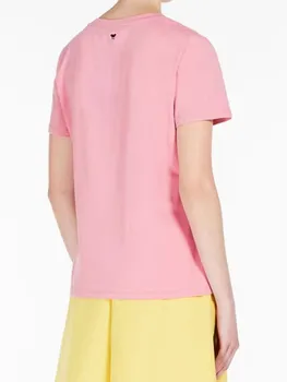 Белая или розовая женская футболка с буквенным принтом, Повседневная Свободная Летняя новинка 2023 года, Женская футболка с круглым вырезом и коротким рукавом