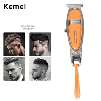 Профессиональная Мужская машинка для стрижки волос Kemei KM-1946, USB-Триммер для волос с шумоподавлением, металлический кожаный чехол, салонная машинка для стрижки волос