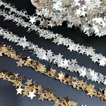 1 метр 7 мм несколько звезд KC цвета: золотистый, серебристый, медные цепочки для DIY цепочки и ожерелья, браслета, изготовления ювелирных изделий, дизайн штор оптом