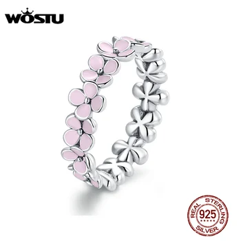 Кольцо с Розовым цветком WOSTU из 100% Стерлингового серебра 925 пробы, Кольца-венки для женских пальцев, Оригинальный дизайн, Свадебные Серебряные украшения CQR681
