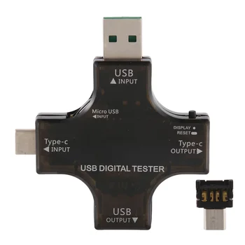 2 в 1 Тип C USB Тестер Цветной Экран ЖК-Цифровой Мультиметр, USB C Напряжение Тока Вольтметр Ампер-Вольтметр Детектор