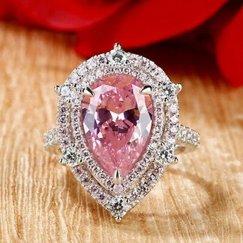 Huitan Великолепные кольца с розовым кубическим цирконием, недавно разработанные кольца для помолвки, подарок женщинам на годовщину, модные украшения