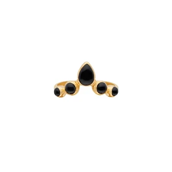 Французская минималистичная мода, Vrown, черное кольцо с глазурью в виде капли Для женщин, Винтажный стиль Ins, универсальные ювелирные аксессуары