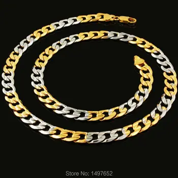 Уникальный дизайн, позолоченный/Посеребренный, 20 Дюймов 7 мм, Кубинские ожерелья-цепочки из звеньев, Золотые Ожерелья Для женщин, ювелирные изделия