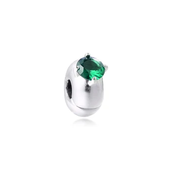 Подходит к браслету Pandora, Зеленому Круглому Шарму-пасьянсу, бусинам из стерлингового серебра 925 пробы, Оригинальным ювелирным изделиям, изготовленным своими руками Kralen