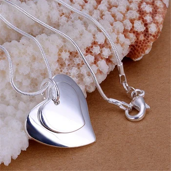 Красивое ожерелье из стерлингового серебра 925 пробы с двойным сердечком для женщин, Рождественские подарки, модные свадебные украшения класса люкс