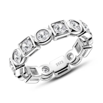Свадебное кольцо из стерлингового серебра 925 пробы, 2,8 карат, круглый Муассанит, Бриллиантовая Помолвка, Свадьба Для женщин