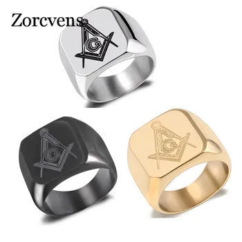 Масонское кольцо ZORCVENS из нержавеющей Стали 316L для мужчин, мастер-масонское кольцо-печатка, ювелирные изделия из кольца свободного каменщика