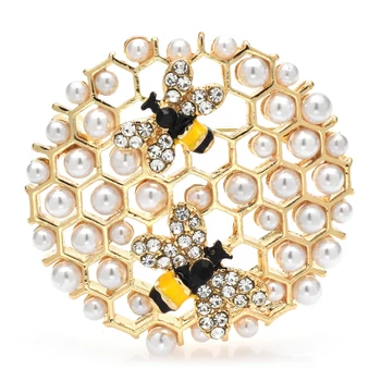 Броши Wuli & baby Pearl Bee Honeycomb Для женщин, Унисекс, Милые насекомые, Вечерние, Повседневная брошь, Булавки, подарки