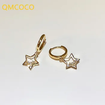 QMCOCO, серебристый цвет, выдалбливают серьги для женщин, Новые модные серьги с цирконом, элегантные вечерние модные ювелирные аксессуары