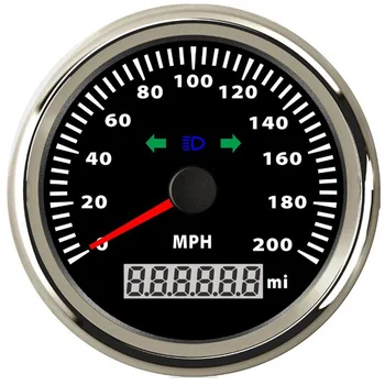 Бесплатная Доставка Авто 0-200 миль в час GPS Спидометры Морские спидометры 85 мм Красная подсветка с антенной и подсветкой поворота