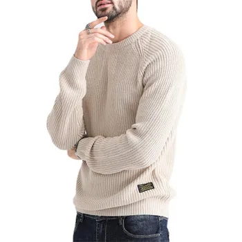 2023 Новый Вязаный Свитер, Мужские Осенне-зимние Теплые Топы, Однотонные свитера с длинным рукавом, повседневная блузка с круглым вырезом