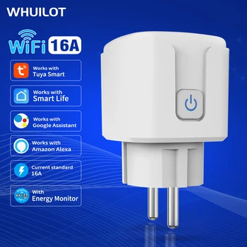 WHUILOT WiFi Smart Plug 20A/16A ЕС 220 В Розетка Управления Таймером Tuya Smart Life APP Control Поддержка Google Home Alex