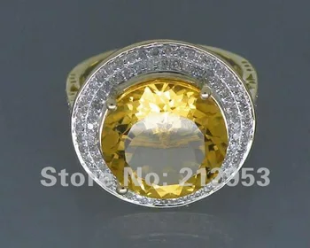 Обручальное кольцо LANMI с цитрином и бриллиантом из желтого золота 14 карат, 5,75 карата, Женские кольца с цитрином, ювелирные изделия из натурального цитрина