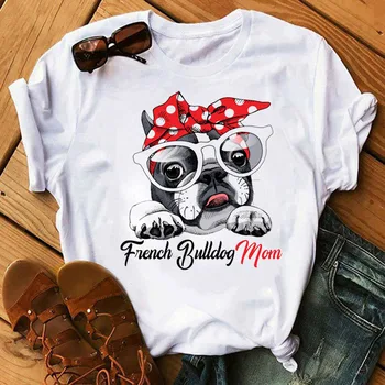 Футболка с забавным рисунком собаки из мультфильма, Футболка с принтом Мамы Собаки, подарок на День матери, Модная женская футболка, топы с коротким рукавом, Кавайная футболка