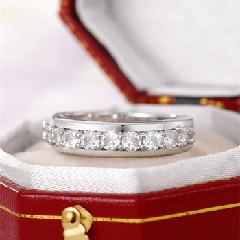Huitan Простые и универсальные женские обручальные кольца Серебристого цвета с полным покрытием из CZ камня Роскошные кольца Promise Оптом Ювелирные изделия