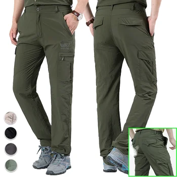 Весенне-летние Повседневные Легкие армейские военные Длинные брюки, Мужские Водонепроницаемые быстросохнущие Грузовые комбинезоны для Кемпинга, Тактические брюки