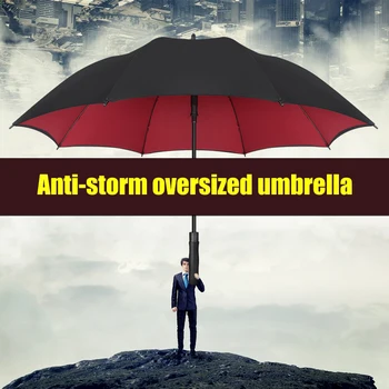 Очень большой зонт для гольфа, ветрозащитный, двойные прочные зонты из урана, усиленный ветро- и влагостойкий зонт от дождя