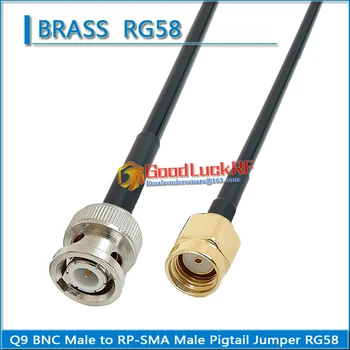 Q9 BNC штекер для RP-SMA RPSMA RP SMA Штекерная перемычка с косичкой RG-58 RG58 3D-FB Удлинительный кабель 50 Ом с низкими потерями Высокого качества