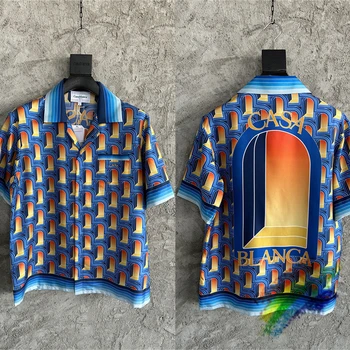 Рубашка Casablanca с полным принтом Для мужчин и женщин 1: 1, Шелковые рубашки Высшего качества в Гавайском пляжном стиле