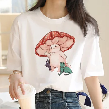 Cottagecore Грибная футболка женская футболка с комиксами японского аниме для девочек Японская дизайнерская одежда