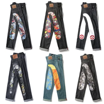 Повседневные брюки Harajuku Y2K, джинсы с вышитым принтом, прямые широкие брюки, хай-стрит, хип-хоп стиль для мужчин и женщин