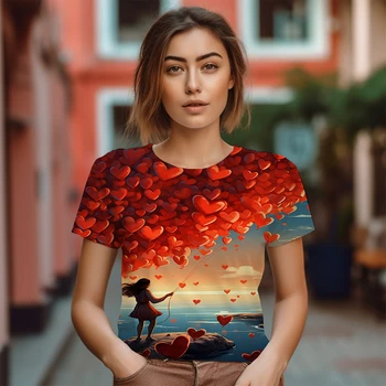 Летняя Женская футболка большого размера для отдыха, модная футболка с 3D рисунком 
