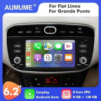 AUMUME Android 10 Автомобильный Стерео Для Fiat Linea/Grande/Punto EVO Автомобильный Мультимедийный Плеер Авторадио GPS Навигация 2Din FM USB Carplay