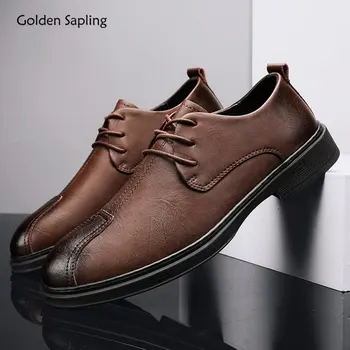 Golden Sapling/Мужская Официальная Обувь; Повседневная Деловая Обувь на плоской подошве Для Отдыха; Элегантная Мужская Модельная Обувь В стиле Дерби; Офисные Деловые Лоферы