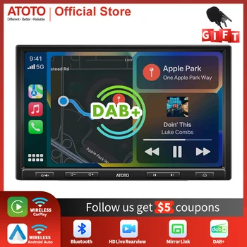 ATOTO F7 XE 10-Дюймовый Автомобильный Радиоприемник Android Auto Wireless CarPlay Screen SXM DAB Bluetooth HD Заднего Вида 1/2 DIN Автомобильный Стереоприемник