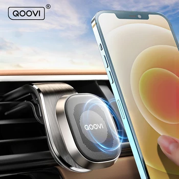 Магнитный автомобильный держатель для телефона QOOVI, крепление для мобильного телефона, вентиляционное отверстие на 360 градусов, поддержка GPS для iPhone 12 Xiaomi Mi11 Samsung Huawei