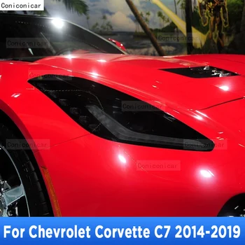 2 шт., Защитная пленка для автомобильных фар, Виниловая Прозрачная Черная наклейка из ТПУ для Chevrolet Corvette C7 2014-2019, чехол для аксессуаров