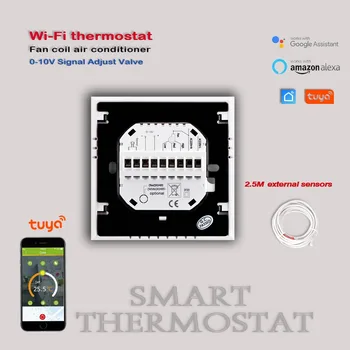 Регулятор температуры кондиционера с двумя датчиками 0-10 В, пропорциональный клапан, фанкойл TUYA WIFI, термостат для нагрева или охлаждения