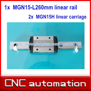 линейная направляющая MGN15 L = 260 мм рельс + 2шт блок ЧПУ MGN15H