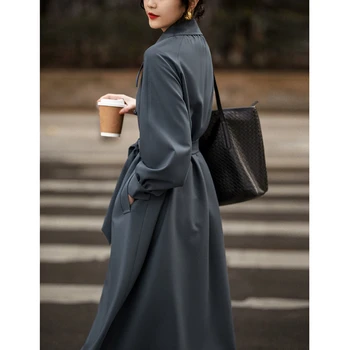 Тренч для женщин, весенне-осенняя одежда, Женская одежда 2023, Женские пальто с рукавом-фонариком, корейские куртки средней длины, Одежда Abrigos