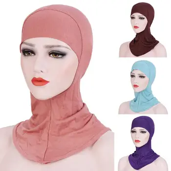 Мусульманка, Хиджаб для девочек, исламский однотонный шарф, кепка Amira, мягкий однотонный, готовый к ношению, исламский чехол для капота, Шарф, внутренняя крышка