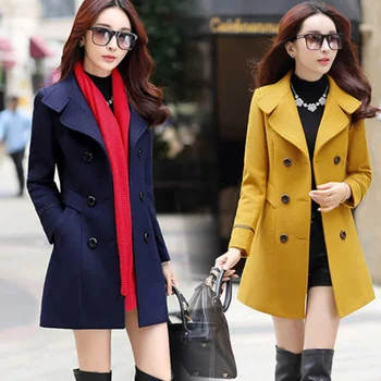 Пальто для женщин 2023, Модное однотонное Темпераментное Длинное пальто, Женские куртки с длинными рукавами