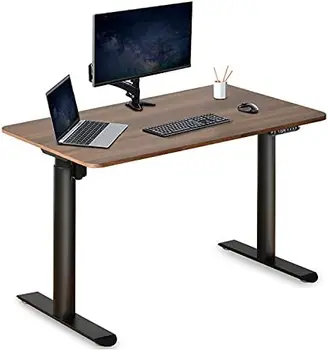 Стол С Регулируемой высотой - Компьютерный стол-подставка 47 x 24 Дюйма, Настольный Стол-подставка для домашнего Офиса, Черная рамка/Столешница из орехового дерева