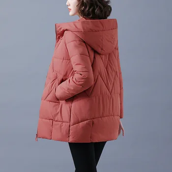 Зимнее утолщенное Пуховое хлопчатобумажное пальто 2023, Женское хлопчатобумажное пальто средней длины, Женское Свободное пальто