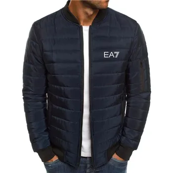 Осень/зима 2023, новая модная мужская хлопковая куртка с капюшоном, утолщенное пуховое пальто, однотонная куртка на молнии, пальто