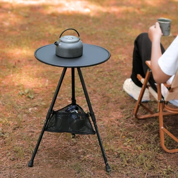 Стол из алюминиевого сплава, складной круглый стол, портативный стол для кемпинга, пригодный для жизни стол, сетка для кемпинга, сетчатый карман + сумка для хранения