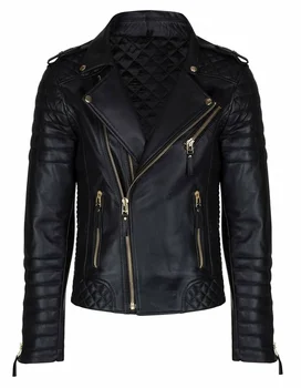 Новая мужская черная кожаная куртка из овечьей кожи, байкерская мода, приталенное байкерское пальто, мотоциклетная верхняя одежда