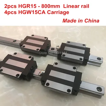 Линейная направляющая HGR15: 2шт HGR15 - 800mm + 4шт HGW15CA линейные детали для каретки с ЧПУ