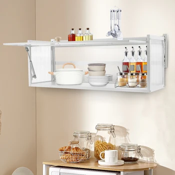 Настенный пылезащитный шкаф (белый), полка-органайзер для кухни, гостиной, офиса