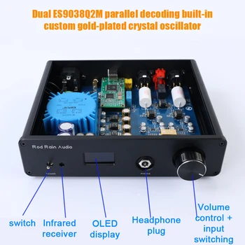 Rod Rain Audio DA10 Аудио Декодер Bluetooth Усилитель для наушников Двойной ES9038Q2M DAC QCC5125 LDAC Amanero USB Карта DSD512 TPA612A2