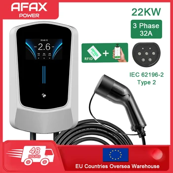 Зарядная станция AFAX EV 32A Для Электромобилей Автомобильное зарядное устройство EVSE Wallbox Wallmount 7,6 /11/22 кВт Кабель Type2 IEC62196 APP Control