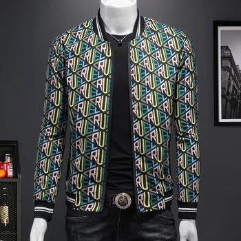 Весенняя мужская куртка Большого Размера с цветным буквенным принтом, Свободное пальто Jaqueta Masculino, Ветровка-бомбер, Casacas Para Hombre