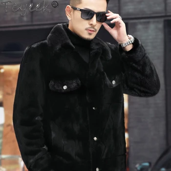 Tcyeek 2023 Черная Норковая Куртка Зимняя Теплая Мужская Шуба Из Натурального Короткого Повседневного Натурального Цельного Меха Норки Casaco De Pele Luxo